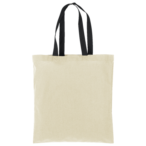 Natural cotton tote with black self-fabric handles, supplier preview