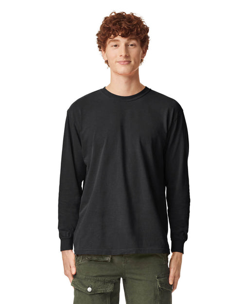 Black cotton long-sleeve tee, supplier preview of the undecorated garment